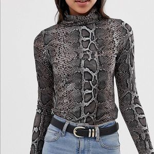 New Look roll neck top in snake print
